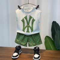 Boys Vest Suit Children Western Style Fashion Sportswear 2023 New Boys Summer Sleeveless Two-Piece Suit