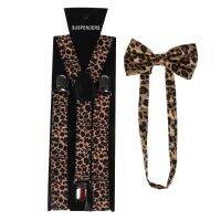 【YF】▪  Fashion Men Suspenders Bow Tie Set 2.5 cm Wide Leopard Braces Bowtie Female Bretels