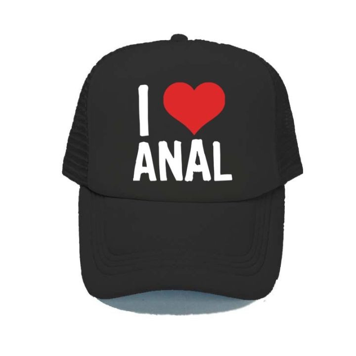 2023-new-fashion-i-love-anal-letters-printed-baseball-cap-gay-pride-prank-joke-penis-sex-mesh-hat-heart-love-visor-trucker-hat-yy370-contact-the-seller-for-personalized-customization-of-the-logo