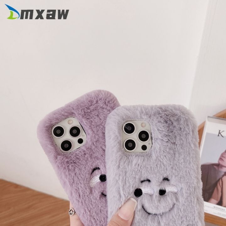 cold-noodles-funny-face-plush-ขนสัตว์สีม่วงโทรศัพท์กรณีสำหรับ-samsung-galaxy-หมายเหตุ20-ultra-10-9-8-5-s10e-s10-s9-s8-s7-s6-edge-plus-ฝาครอบซิลิโคน