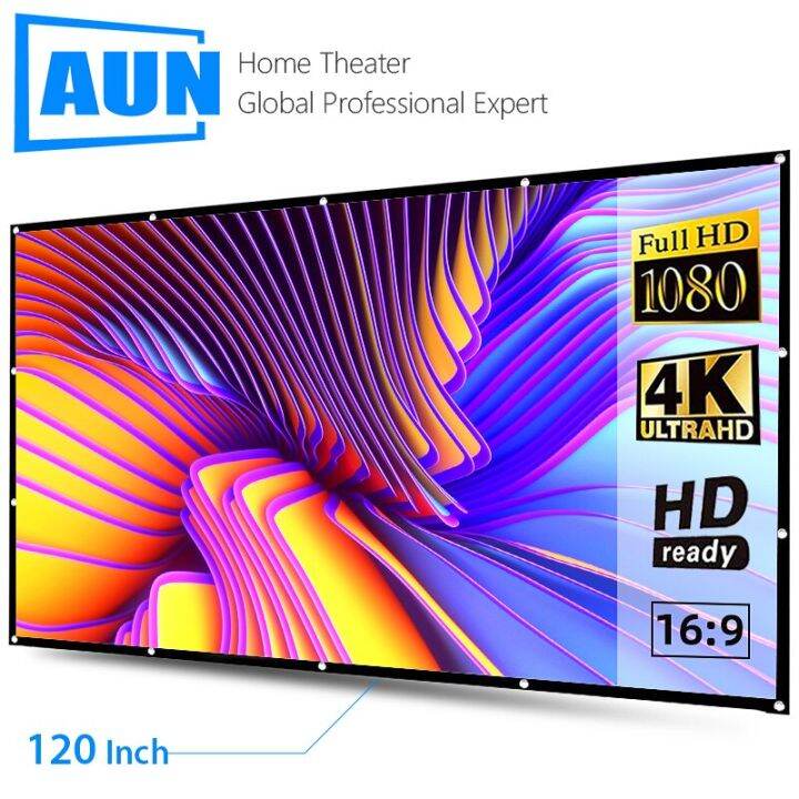 AUN 120 Inch Projector Screen 169 High Brightness Reflective Foldable