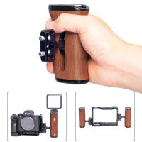 Universal Wooden Handle Grip สำหรับ Canon Nikon Fuji DSLR Camera Cage