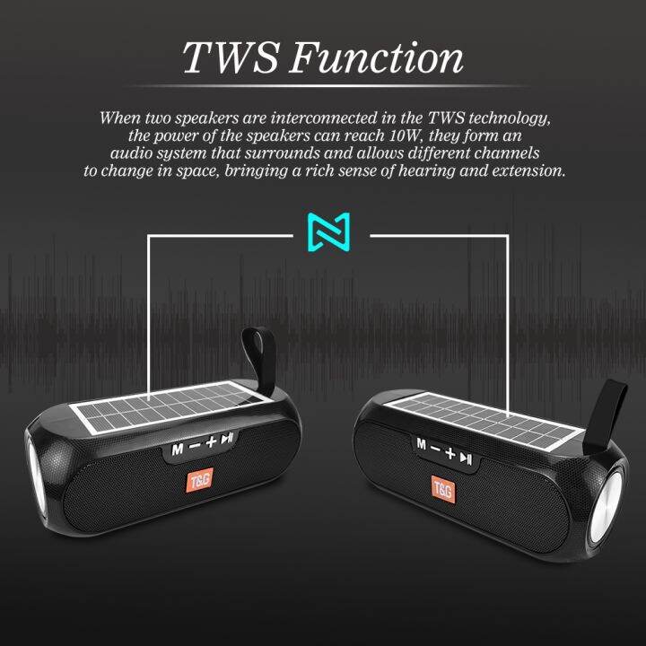 tg182-solar-boombox-outdoor-speaker-10w-usb-portable-wireless-column-loudspeaker-waterproof-support-tf-card-fm-radio-aux-input