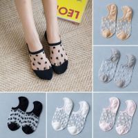 1Pair Fashion Women Girls Summer Boat Socks Lace Short Soft Thin No Show Non-slip Sox Antiskid Slippers Invisible Ankle Low Sock Socks Tights