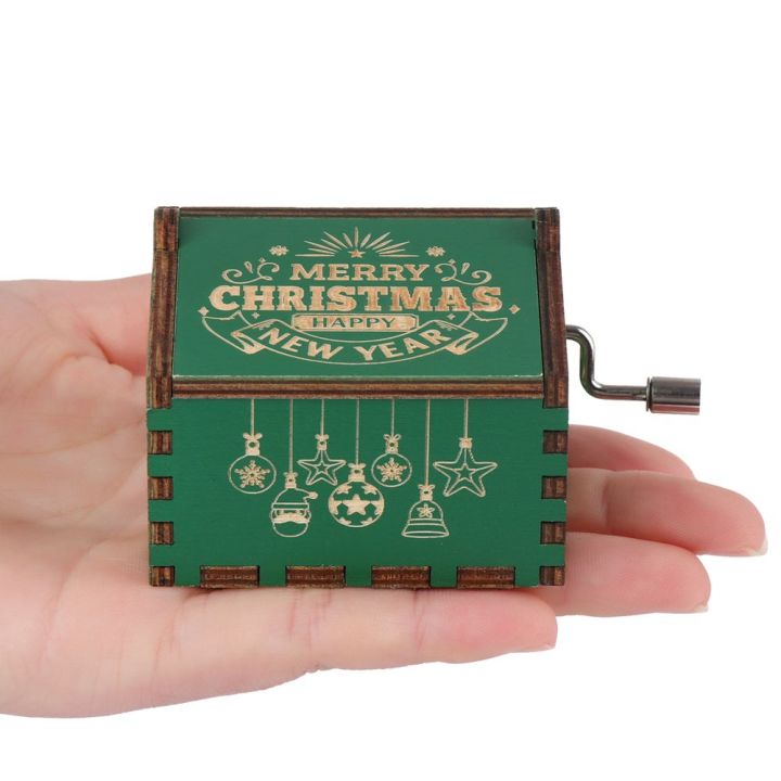 สุขสันต์วันคริสต์มาส-bqgbg63511กล่องดนตรีกล่องดนตรีไม้ของขวัญปีคลาสสิกมือหมุน