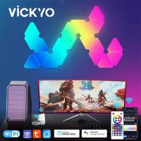 VICKYO WIFI Smart LED Triangle Ambient Night Light RGB Wall Lamp Dimmable Voice Control Game Room TV Backdrop Bedroom Decoration Night Lights