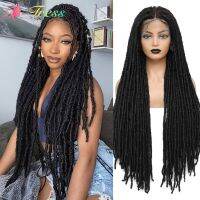 X-TRESS Full Lace Braided Wigs Faux Locs Synthetic Lace Front Wig for Women 32 Inch Long Straight Dreadlocks Free Part Lace Wigs [ Hot sell ] Decoration Center