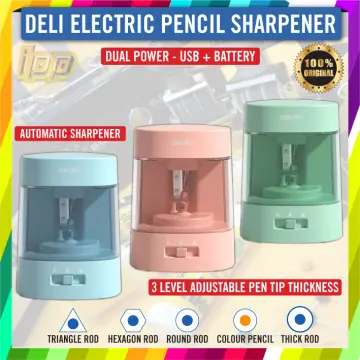 Deli Electric & Battery Pencil Sharpener, Automatic with Adjustable  Thickness, Black