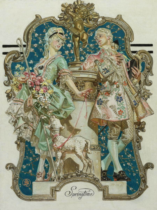 joseph-christian-leyendecker-springtime-little-bo-peep-giclee-พิมพ์-art-โปสเตอร์ผ้าใบ-ตกแต่งห้องนั่งเล่น-home-wall-รูปภาพ