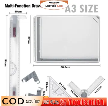 Pro A3 Drawing Drafting Board Ruler Table Angle Tool Set Lightweight