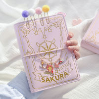 Cute Pink Sakura Anime Loose-leaf Diary Notebook Colorful Pages Spiral 6 Holes Binder Notebook Journals Planner Stationery Set