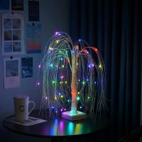 LED Willow Christmas Tree Night Light 60LEDs Touch Control 8 Modes Fairy Night Lamp For Bedroom Wedding Party Home Decoration Ceiling Lights