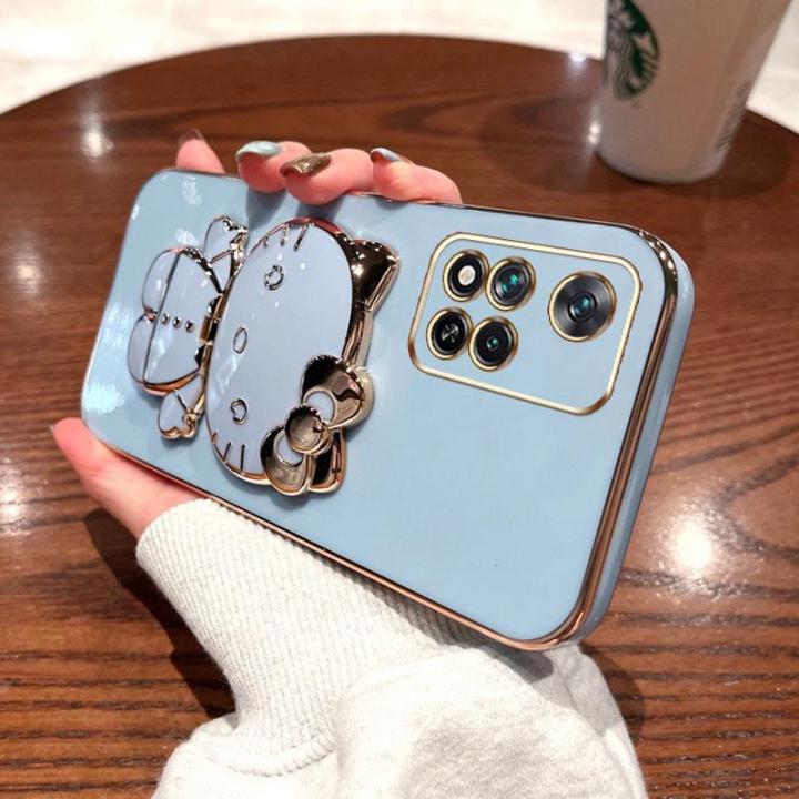 folding-makeup-mirror-phone-case-for-xiaomi-11i-hypercharge-5g-redmi-note-11-pro-5g-redmi-note-11i-5g-case-fashion-cartoon-cute-cat-multifunctional-bracket-plating-tpu-soft-cover-casing