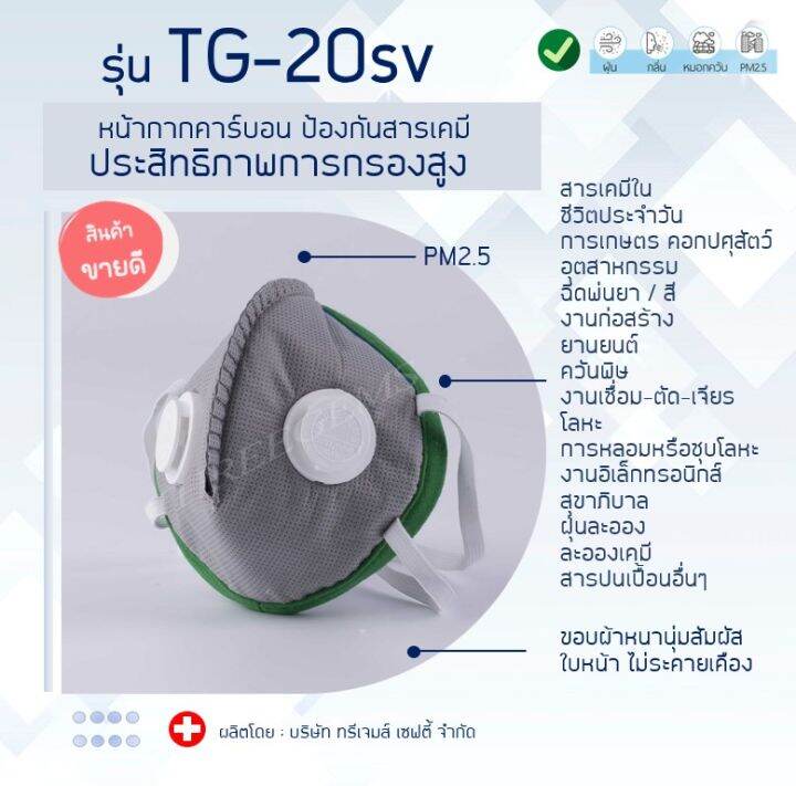 ป้องกันฝุ่น-pm-2-5-รุ่น-tg-20sv-tg-20s-หน้ากากคาร์บอน-ป้องกันฝุ่นละออง-สารเคมี-เชื้อโรค