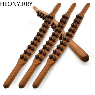 ‘；【-； 8/20 Beads Rolling Pin Universal Back Needle Massage Tendons Beech Wood Scraping Stick Point Treatment Guasha Relax Therapy Tool