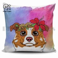 （ALL IN STOCK XZX）Interesting Flowers, Cute Dog Pet Lovers, Latest Pillow Case Polyester Decorative Sofa Throwing Pillow Case Style-2   (Double sided printing with free customization of patterns)