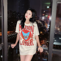 Women Summer Fashion Korea Style Round Neck Short Sleeve Letter Cartoon Printed Oversized Easy Match Office Lady Casual T-shirts