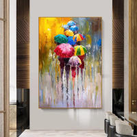 Rainbow Umbrella In Rainy Night Posters and Prints Wall Art Canvas Painting Nordic Abstract Picture for Living Home Decoration