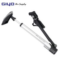 GIYO เครื่องวัด140PSI ปั๊มจักรยานพื้นมือแบบพกพาสำหรับจักรยานที่เหยียบเครื่องสูบลม360ท่อแบบหมุนได้ยาวกว่า GM-71