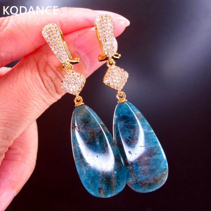 kqdance-ยาวสีเขียว-amethyst-morganite-สีชมพู-turquoise-apatite-อัญมณีธรรมชาติ-hunging-คลิปบนต่างหูหินสีฟ้าเครื่องประดับ