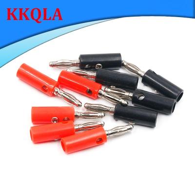 QKKQLA 10pcs Audio Speaker Screw 4mm Banana Nickel Plated Iron Plastic Cover Plugs DIY Connectors Black Red