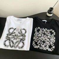 Original Standard LEW Luojia Summer Mosaic Line Logo Printing Casual Loose Men And Women Couples Short-Sleeved T-Shirt