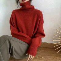 【CW】 Turtleneck Cashmere Sweater Korean Oversized Knitted Pullovers Loose Jumpers 2021