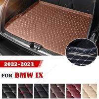 Alas Bagasi Mobil หนัง PU ทนทานต่อการสึกหรอสำหรับ BMW Ix 2022 2023 3D แผ่นรองกระโปรงหลังรถกันลื่นกันน้ำ