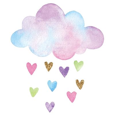 [ใหม่] Multicolor เมฆหัวใจรักฝน DIY สติ๊กเกอร์ติดผนังสำหรับห้องนอนห้องนั่งเล่นห้องเด็กอนุบาลตกแต่งผนังตกแต่งบ้าน