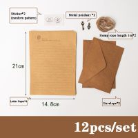 JENNIFERDZ 12pcsset Kraft Paper Envelope Valentines Day Letter Pad Envelopes Letter Paper With Rope Accessories Mailers Set European Style Letter Supplies Office Stationery Vintage Writing Paper