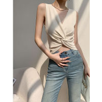 Factory Outlet Mi Xing Color V -Neck -Necked Knitted Vest Female Summer 2023 New Design Sense Is Thin And Small Top Tide