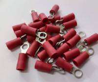 หางปลากลมหุ้มแดง RVM 1-3.7 Ring Terminals Vinyl Insulted (Red) 22-16 AWG ,0.5-1.5 mm2 , # 6 stud (pack 100 pcs.)