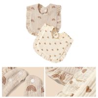 【DT】hot！ 2-Piece Infant Drooling Bib Burp Cloths for 0-12M Baby Breathable Saliva Cartoon Print Newborns