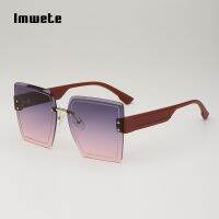 ✤☞ Imwete Rimless Womens Sunglasses Retro Square Black Gradient Sun Glasses for Men Big Frame UV400 Luxuty Eyeglasses Shades