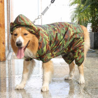 Outdoor Medium And Large Dogs Camouflage Raincoat Four Feet Jumpsuit Waterproof Dog Costume Clothes Husky Raining Coat