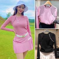 Korean original golf clothing for women early autumn ice silk knitted long-sleeved sports sun protection top suit pleated skirt J.LINDEBERG Titleist DESCENNTE Korean Uniqlo ▣❅