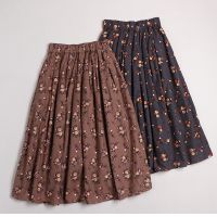 【CW】 2021 New Skirt Japan Mori Floral Print Cotton Elastic Waist Skirts