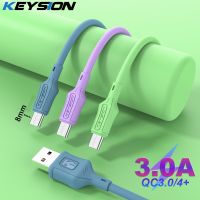 KEYSION สายซิลิโคนเหลวชนิด C 3A,สำหรับ Redmi Note 10 9S 8 USB-C ชาร์จเร็วสายเครื่องชาร์จยูเอสบี Xiaomi POCO X3 Pro M3