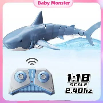 RC Electronic Shark Simulation Car Fish Boat Baby Kids RC Shark Boat Toys  Water Toy Black