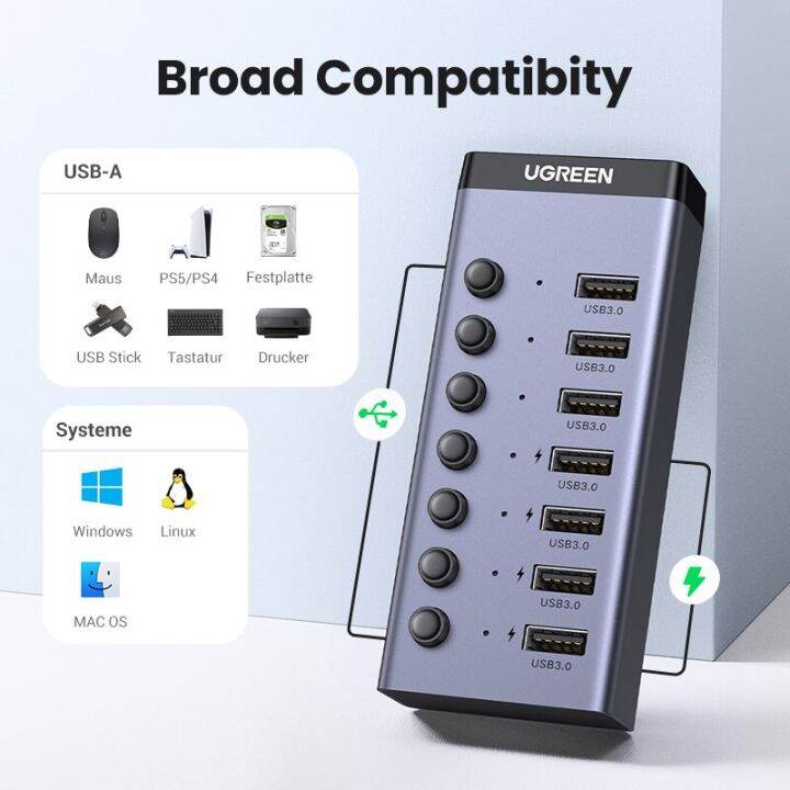 ตัวแยก-usb3-0-7พอร์ตสำหรับแมคบุ๊ค-ugreen-usb-c-hub-5gbps-พร้อมสวิตช์เดี่ยวสำหรับ-macbook-pro-air-อุปกรณ์เสริมสำหรับ-pc-feona