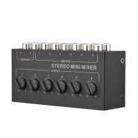 Mini Stereo 6 Channel Passive Mixer RCA Portable Audio Mixer 6 In 2 Out Stereo Distributor Volume Control No Battery Required Projector Mounts