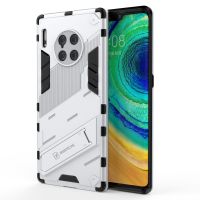 【พร้อมในสต็อก】สำหรับ Huawei Mate 30 Pro เกราะพังค์2 In 1ชิ้น + เคสกันกระแทก TPU พร้อมที่วางที่มองไม่เห็น (สีเงิน)