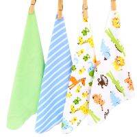 ♧ Free Shipping Baby Small Square / Feeding Napkin Soft 100 Cotton Cloth Animal Pattern Multi-Purpose Wipe Sweat Square 4pcs