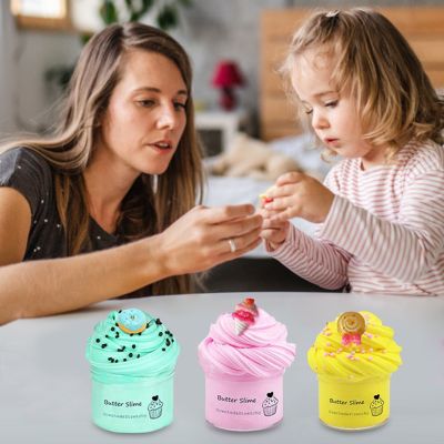 Slime Cup Toy 6 Colors Cloud Slime Kit Super Soft Fruitcake Sludge Toys Non-Sticky Best Gifts Safety Non-toxic for Boys Girls