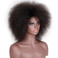 Synthetic Afro Wig for black Women African natural Black Color Yaki Straight short Wig Cosplay Hair