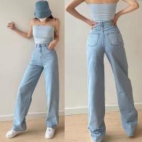 Buide 2023 New jeans 206 กางเกงยีนส์ผู้หญิง ทรงกระบอก เอวสูง กางเกงผู้หญิง
