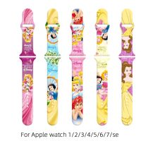 ○ Disney Snow White Cinderella Ariel Cartoon Printed Silicone Strap For Apple Watch Band S7/6/5/4/3/2/1 SE 38/40/41mm 42/44/45mm