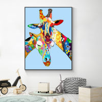 Barocco Abstract Two Colorful Giraffes Oil Painting On Canvas Hand Painted Animal Canvas Wall Art For Kids Room Home Decoration