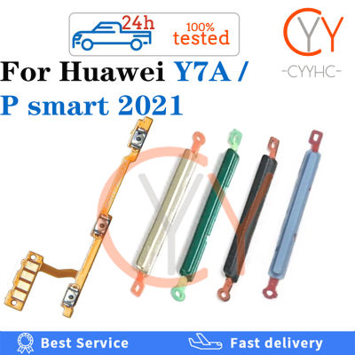 ปุ่มปรับระดับเสียงปุ่มเปิดปิดสายเคเบิ้ลยืดหยุ่นสำหรับ Huawei Y7A P Smart 2021อะไหล่สายเคเบิล