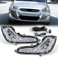 สำหรับ Hyundai Accent 2012 2013 2014 2015 2016 2017 DRL LED ไฟวิ่งกลางวันไฟตัดหมอกรถไฟหน้าอัตโนมัติกันน้ำ Daylights